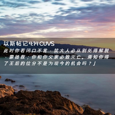 Picture 02 - 以 斯 帖 记 4:14 CUVS - 此 时 你 若 闭 口 不 言 ， 犹 大 人 - Bible Verse Picture