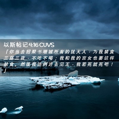 Picture 02 - 以 斯 帖 记 4:16 CUVS - 「 你 当 去 招 聚 书 珊 城 所 有 的 - Bible Verse Picture