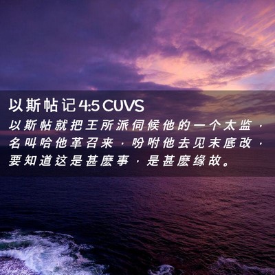 Picture 02 - 以 斯 帖 记 4:5 CUVS - 以 斯 帖 就 把 王 所 派 伺 候 他 的 - Bible Verse Picture