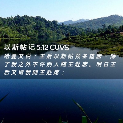 Picture 02 - 以 斯 帖 记 5:12 CUVS - 哈 曼 又 说 ： 王 后 以 斯 帖 预 备 - Bible Verse Picture
