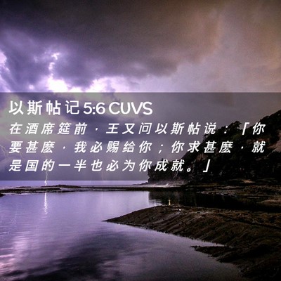Picture 02 - 以 斯 帖 记 5:6 CUVS - 在 酒 席 筵 前 ， 王 又 问 以 斯 帖 - Bible Verse Picture