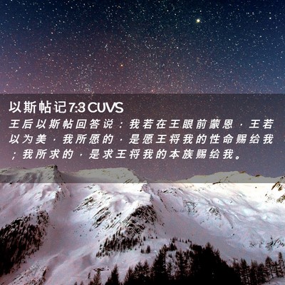 Picture 02 - 以 斯 帖 记 7:3 CUVS - 王 后 以 斯 帖 回 答 说 ： 我 若 在 - Bible Verse Picture