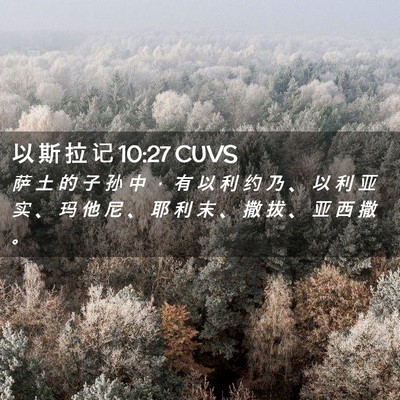 Picture 02 - 以 斯 拉 记 10:27 CUVS - 萨 土 的 子 孙 中 ， 有 以 利 约 乃 - Bible Verse Picture
