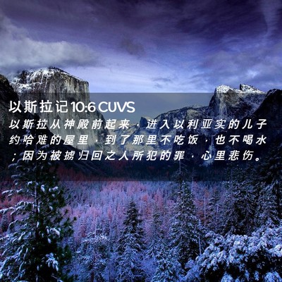 Picture 02 - 以 斯 拉 记 10:6 CUVS - 以 斯 拉 从 神 殿 前 起 来 ， 进 入 - Bible Verse Picture