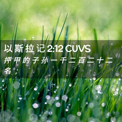 Picture 02 - 以 斯 拉 记 2:12 CUVS - 押 甲 的 子 孙 一 千 二 百 二 十 二 - Bible Verse Picture