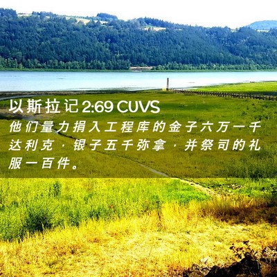 Picture 02 - 以 斯 拉 记 2:69 CUVS - 他 们 量 力 捐 入 工 程 库 的 金 子 - Bible Verse Picture