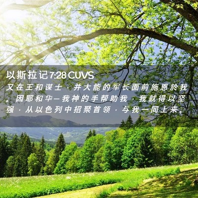 Picture 02 - 以 斯 拉 记 7:28 CUVS - 又 在 王 和 谋 士 ， 并 大 能 的 军 - Bible Verse Picture