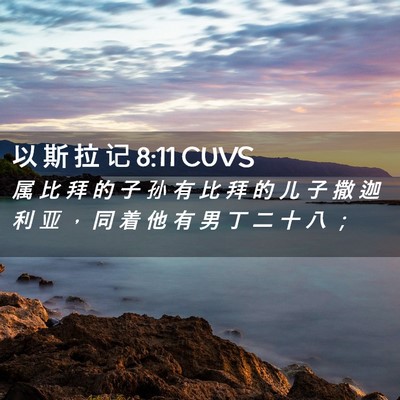 Picture 02 - 以 斯 拉 记 8:11 CUVS - 属 比 拜 的 子 孙 有 比 拜 的 儿 子 - Bible Verse Picture
