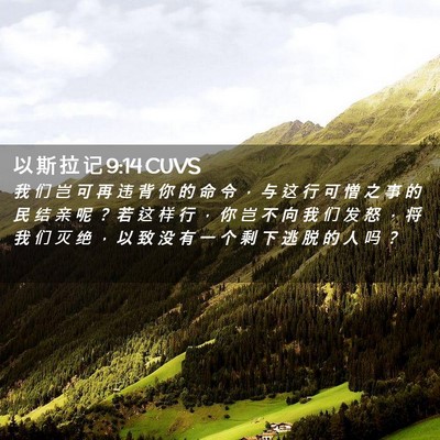 Picture 02 - 以 斯 拉 记 9:14 CUVS - 我 们 岂 可 再 违 背 你 的 命 令 ， - Bible Verse Picture