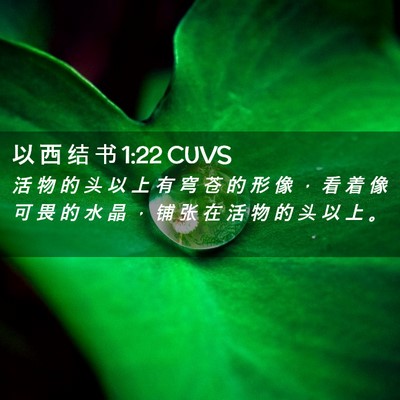 Picture 02 - 以 西 结 书 1:22 CUVS - 活 物 的 头 以 上 有 穹 苍 的 形 像 - Bible Verse Picture