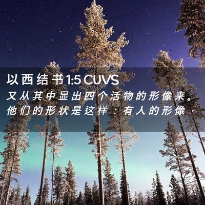 Picture 02 - 以 西 结 书 1:5 CUVS - 又 从 其 中 显 出 四 个 活 物 的 形 - Bible Verse Picture