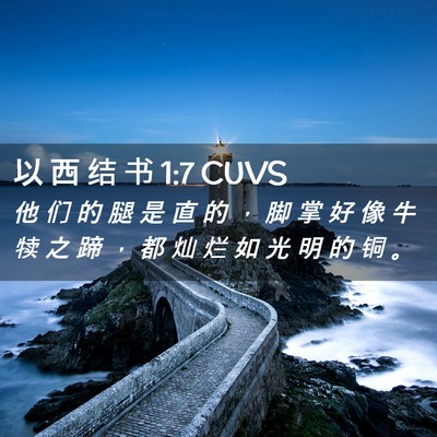 Picture 02 - 以 西 结 书 1:7 CUVS - 他 们 的 腿 是 直 的 ， 脚 掌 好 像 - Bible Verse Picture