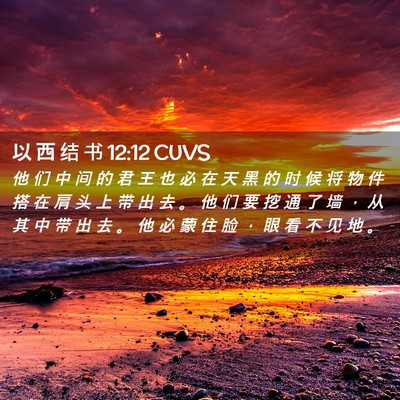 Picture 02 - 以 西 结 书 12:12 CUVS - 他 们 中 间 的 君 王 也 必 在 天 黑 - Bible Verse Picture