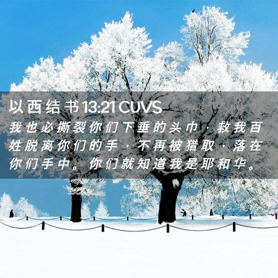 Picture 02 - 以 西 结 书 13:21 CUVS - 我 也 必 撕 裂 你 们 下 垂 的 头 巾 - Bible Verse Picture