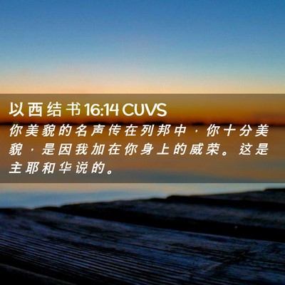 Picture 02 - 以 西 结 书 16:14 CUVS - 你 美 貌 的 名 声 传 在 列 邦 中 ， - Bible Verse Picture