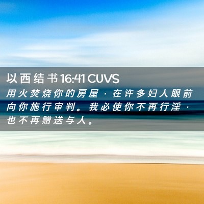 Picture 02 - 以 西 结 书 16:41 CUVS - 用 火 焚 烧 你 的 房 屋 ， 在 许 多 - Bible Verse Picture
