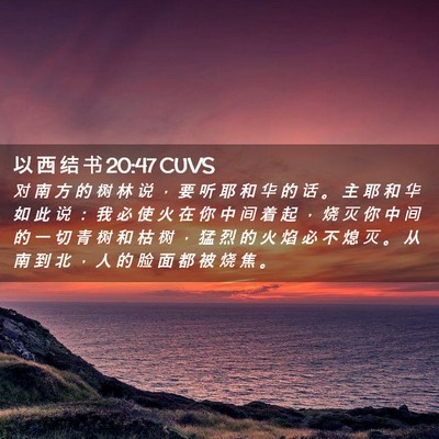 Picture 02 - 以 西 结 书 20:47 CUVS - 对 南 方 的 树 林 说 ， 要 听 耶 和 - Bible Verse Picture