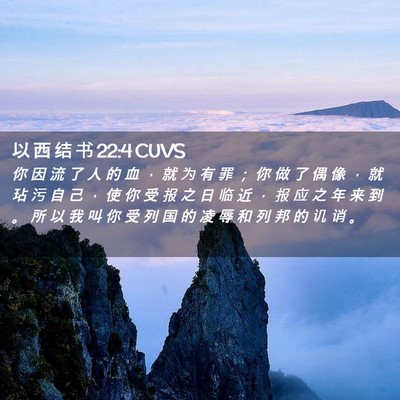 Picture 02 - 以 西 结 书 22:4 CUVS - 你 因 流 了 人 的 血 ， 就 为 有 罪 - Bible Verse Picture