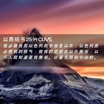 Picture 02 - 以 西 结 书 25:14 CUVS - 我 必 藉 我 民 以 色 列 的 手 报 复 - Bible Verse Picture