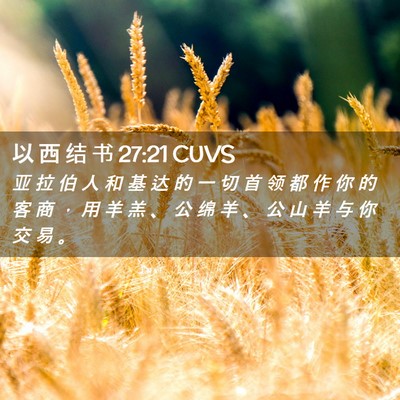 Picture 02 - 以 西 结 书 27:21 CUVS - 亚 拉 伯 人 和 基 达 的 一 切 首 领 - Bible Verse Picture