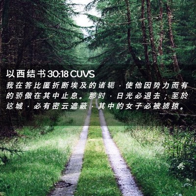 Picture 02 - 以 西 结 书 30:18 CUVS - 我 在 答 比 匿 折 断 埃 及 的 诸 轭 - Bible Verse Picture