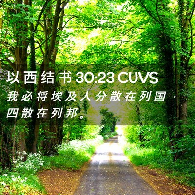 Picture 02 - 以 西 结 书 30:23 CUVS - 我 必 将 埃 及 人 分 散 在 列 国 ， - Bible Verse Picture