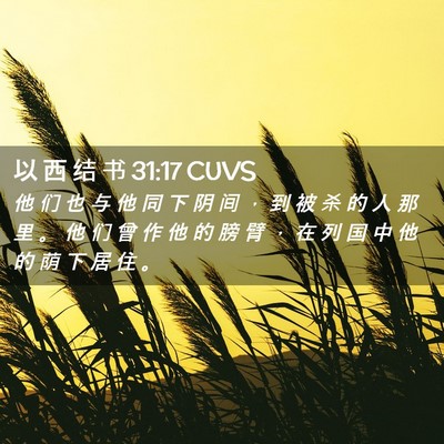 Picture 02 - 以 西 结 书 31:17 CUVS - 他 们 也 与 他 同 下 阴 间 ， 到 被 - Bible Verse Picture