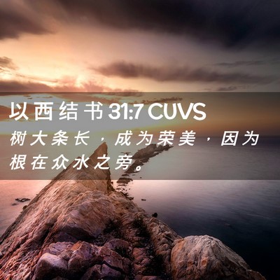 Picture 02 - 以 西 结 书 31:7 CUVS - 树 大 条 长 ， 成 为 荣 美 ， 因 为 - Bible Verse Picture
