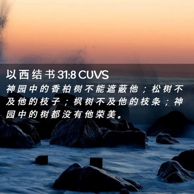 Picture 02 - 以 西 结 书 31:8 CUVS - 神 园 中 的 香 柏 树 不 能 遮 蔽 他 - Bible Verse Picture