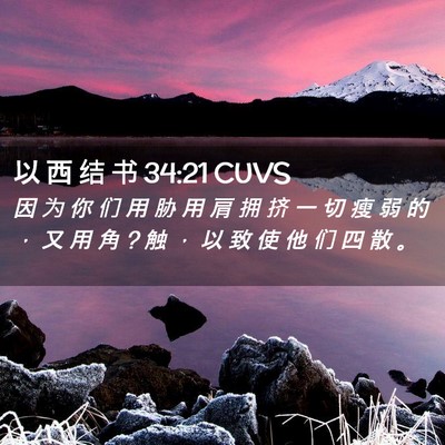 Picture 02 - 以 西 结 书 34:21 CUVS - 因 为 你 们 用 胁 用 肩 拥 挤 一 切 - Bible Verse Picture