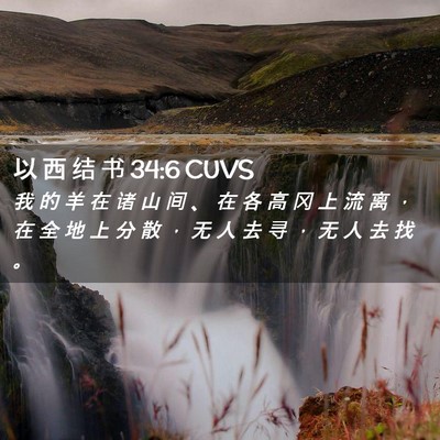 Picture 02 - 以 西 结 书 34:6 CUVS - 我 的 羊 在 诸 山 间 、 在 各 高 冈 - Bible Verse Picture