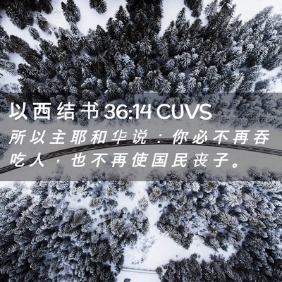 Picture 02 - 以 西 结 书 36:14 CUVS - 所 以 主 耶 和 华 说 ： 你 必 不 再 - Bible Verse Picture