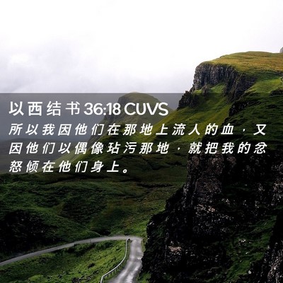 Picture 02 - 以 西 结 书 36:18 CUVS - 所 以 我 因 他 们 在 那 地 上 流 人 - Bible Verse Picture