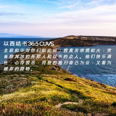 Picture 02 - 以 西 结 书 36:5 CUVS - 主 耶 和 华 对 你 们 如 此 说 ： 我 - Bible Verse Picture