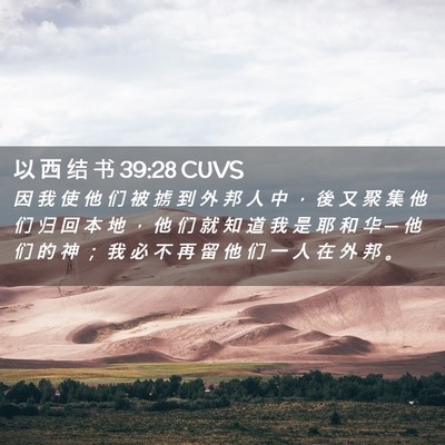 Picture 02 - 以 西 结 书 39:28 CUVS - 因 我 使 他 们 被 掳 到 外 邦 人 中 - Bible Verse Picture