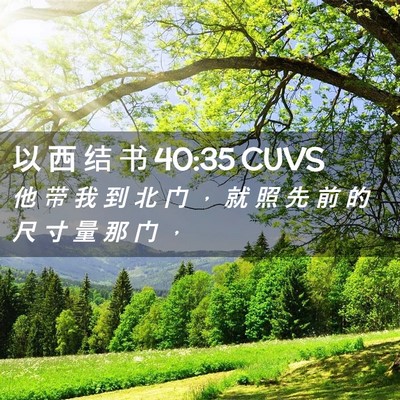 Picture 02 - 以 西 结 书 40:35 CUVS - 他 带 我 到 北 门 ， 就 照 先 前 的 - Bible Verse Picture