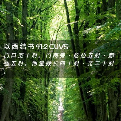 Picture 02 - 以 西 结 书 41:2 CUVS - 门 口 宽 十 肘 。 门 两 旁 ， 这 边 - Bible Verse Picture