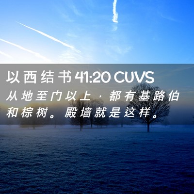 Picture 02 - 以 西 结 书 41:20 CUVS - 从 地 至 门 以 上 ， 都 有 基 路 伯 - Bible Verse Picture