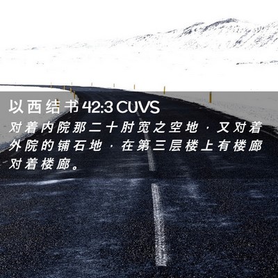 Picture 02 - 以 西 结 书 42:3 CUVS - 对 着 内 院 那 二 十 肘 宽 之 空 地 - Bible Verse Picture