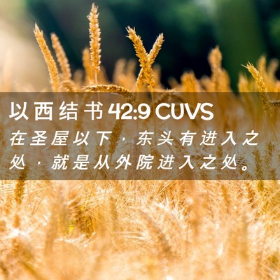 Picture 02 - 以 西 结 书 42:9 CUVS - 在 圣 屋 以 下 ， 东 头 有 进 入 之 - Bible Verse Picture