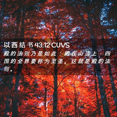 Picture 02 - 以 西 结 书 43:12 CUVS - 殿 的 法 则 乃 是 如 此 ： 殿 在 山 - Bible Verse Picture