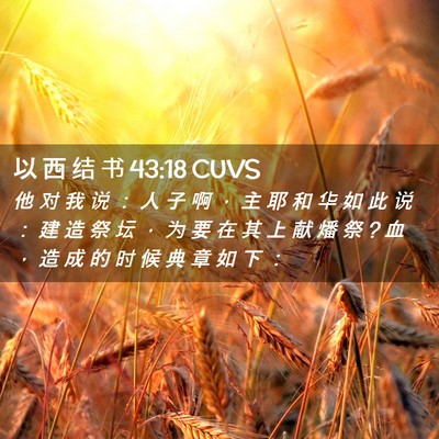 Picture 02 - 以 西 结 书 43:18 CUVS - 他 对 我 说 ： 人 子 啊 ， 主 耶 和 - Bible Verse Picture