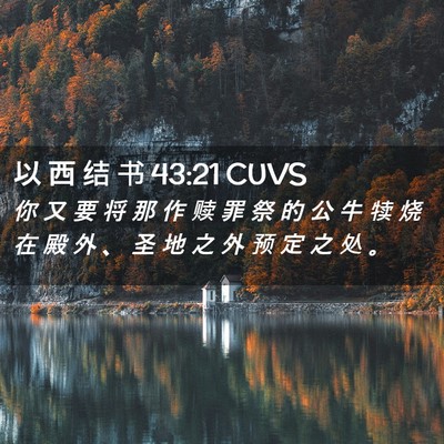 Picture 02 - 以 西 结 书 43:21 CUVS - 你 又 要 将 那 作 赎 罪 祭 的 公 牛 - Bible Verse Picture