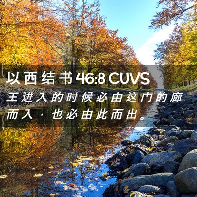 Picture 02 - 以 西 结 书 46:8 CUVS - 王 进 入 的 时 候 必 由 这 门 的 廊 - Bible Verse Picture