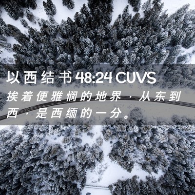 Picture 02 - 以 西 结 书 48:24 CUVS - 挨 着 便 雅 悯 的 地 界 ， 从 东 到 - Bible Verse Picture