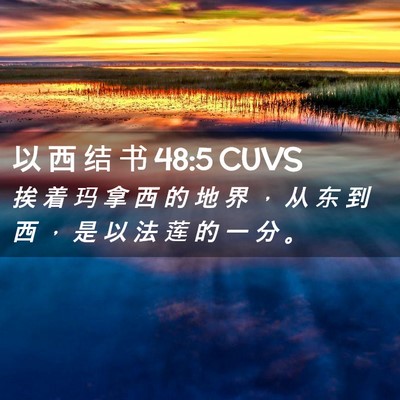 Picture 02 - 以 西 结 书 48:5 CUVS - 挨 着 玛 拿 西 的 地 界 ， 从 东 到 - Bible Verse Picture