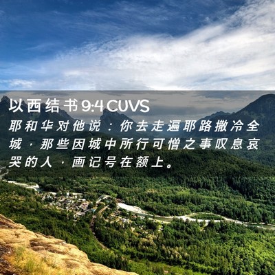 Picture 02 - 以 西 结 书 9:4 CUVS - 耶 和 华 对 他 说 ： 你 去 走 遍 耶 - Bible Verse Picture