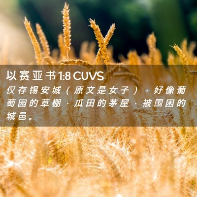 Picture 02 - 以 赛 亚 书 1:8 CUVS - 仅 存 锡 安 城 （ 原 文 是 女 子 ） - Bible Verse Picture