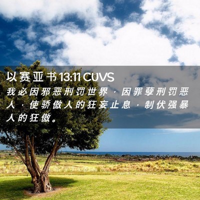 Picture 02 - 以 赛 亚 书 13:11 CUVS - 我 必 因 邪 恶 刑 罚 世 界 ， 因 罪 - Bible Verse Picture