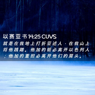 Picture 02 - 以 赛 亚 书 14:25 CUVS - 就 是 在 我 地 上 打 折 亚 述 人 ， - Bible Verse Picture